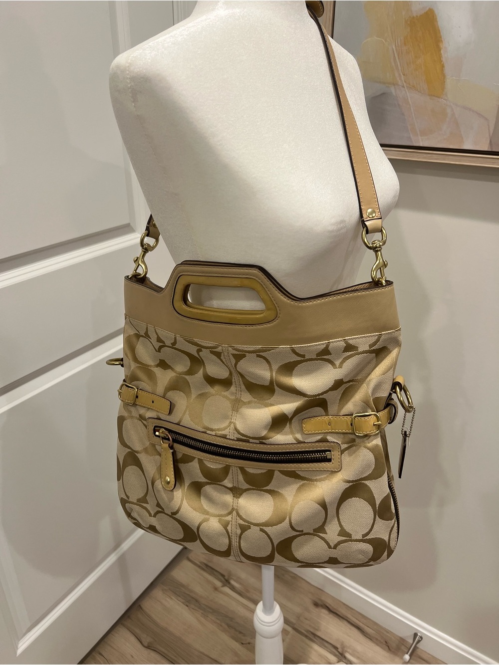 Coach Bonnie Signature Foldover Canvas Shoulder Bag 13386